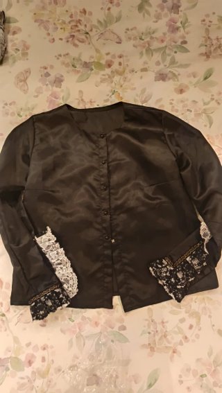 Camisa Baturra Negra para Niña. Talla 12/14