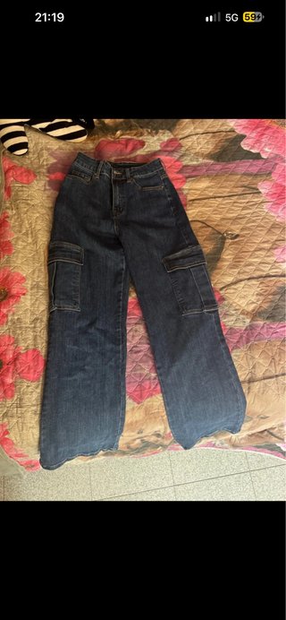 Jeans cargo blu xs 38