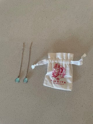 Pendientes Largos Plateados con Gota Turquesa