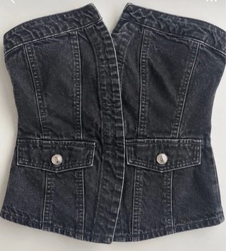 Top denim palabra de honor Zara negro