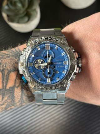 Reloj Casio G-Shock B100 Plateado y Azul