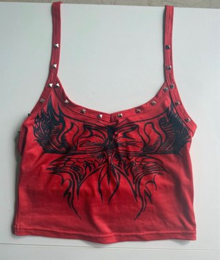Top Rockero Rojo con Tachuelas