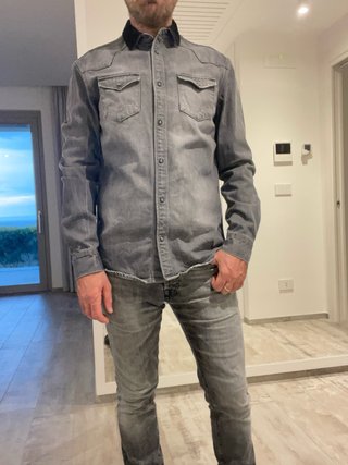 Camicia denim AllSaints grigia M