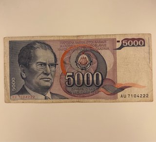 Billete 5000 Dinares Yugoslavia 1980