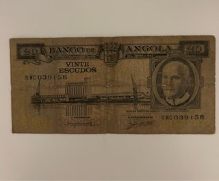 Billete 20 Escudos Banco de Angola 1962