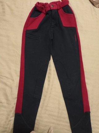 Pantalón Equitación Niña Negro y Rojo
