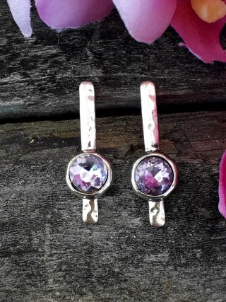 Pendientes Plateados Cristal Malva