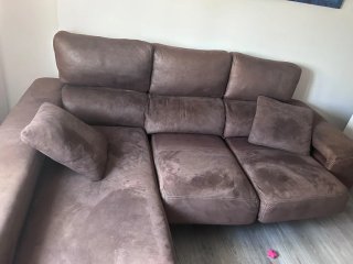 Sofá Chaise Longue Marrón Tela