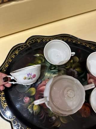 Set 4 tazzine con zuccheriera e vassoio