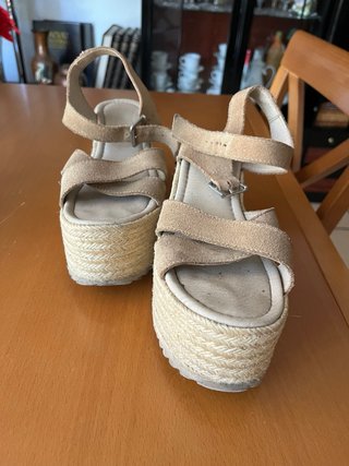 Sandalias VAS cuña esparto beige
