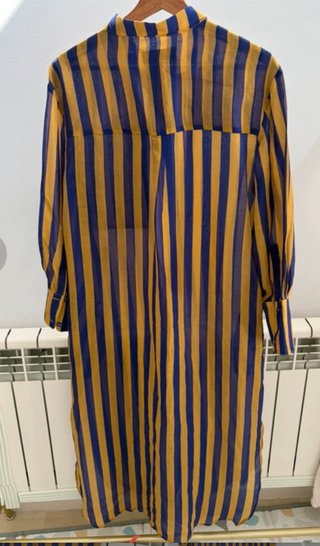 Vestido camisero rayas azul y amarillo talla única