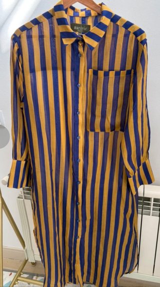Vestido camisero rayas azul y amarillo talla única
