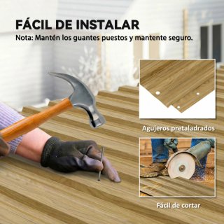 12 Paneles Tejado Acero Madera