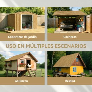 12 Paneles Tejado Acero Madera