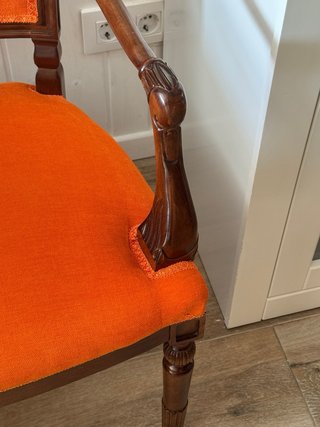 Butaca de Madera retro con Tapizado Naranja
