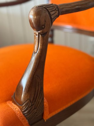 Butaca de Madera retro con Tapizado Naranja