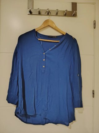 Camisa azul manga 3/4