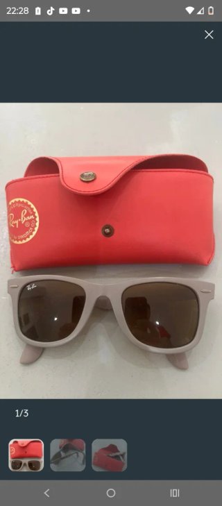 Gafas Ray-Ban Wayfarer Beige + Funda Roja