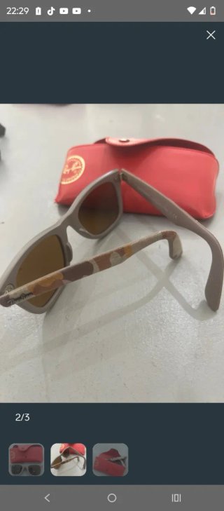 Gafas Ray-Ban Wayfarer Beige + Funda Roja