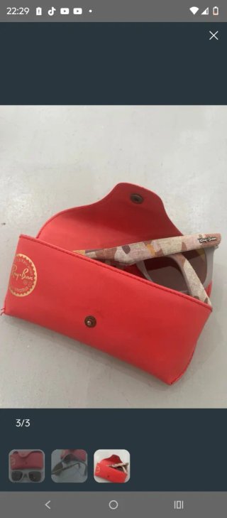 Gafas Ray-Ban Wayfarer Beige + Funda Roja