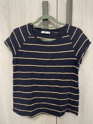 Camiseta Mango Rayas Azul y Beige