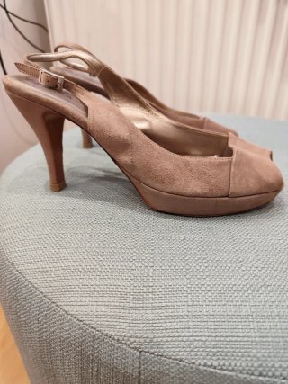 Zapatos de tacón de aguja en ante rosa palo