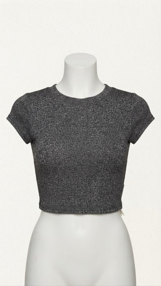 Top Corto Brillante Gris negro