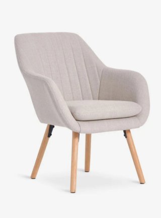 Sillón de tela y madera de roble
