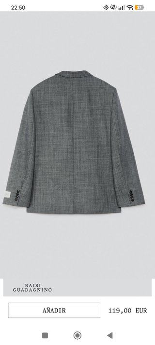 Chaqueta de vestir lana 100% gris Talla S