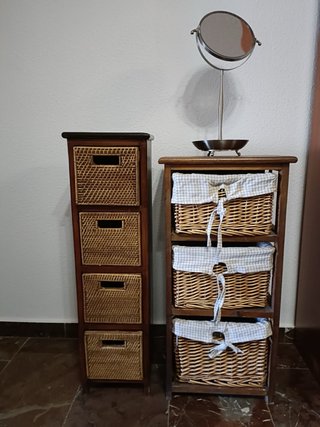 Conjunto 2 Cajoneras Mimbre y Madera