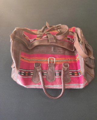 Maleta Grande de Piel y Tejido