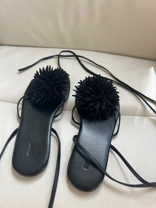 Sandalias Zara Home Piel Flor Negra
