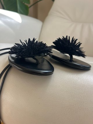 Sandalias Zara Home Piel Flor Negra
