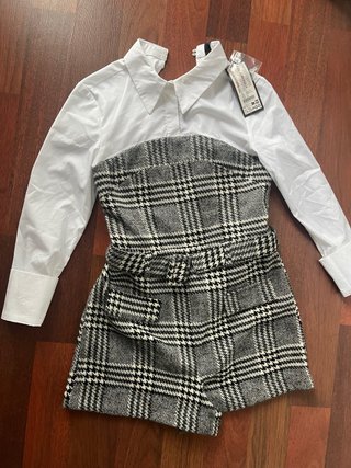 Mono corto cuadros gris y blanco Talla M