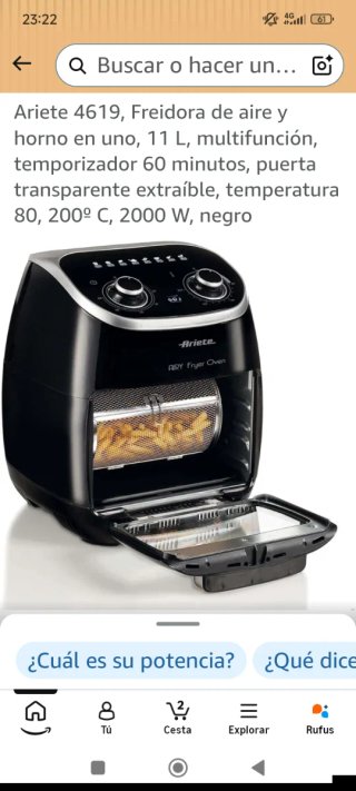 Freidora de aire y horno Ariete