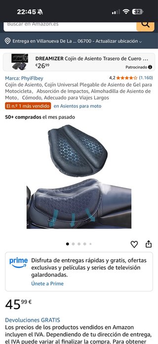 Cojín Asiento Moto Gel Universal
