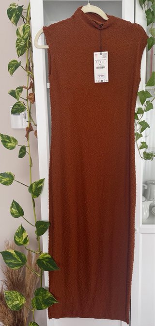 Vestido largo Zara S/36/8 marrón