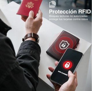 Cartera RFID TENBST Negra para Hombre