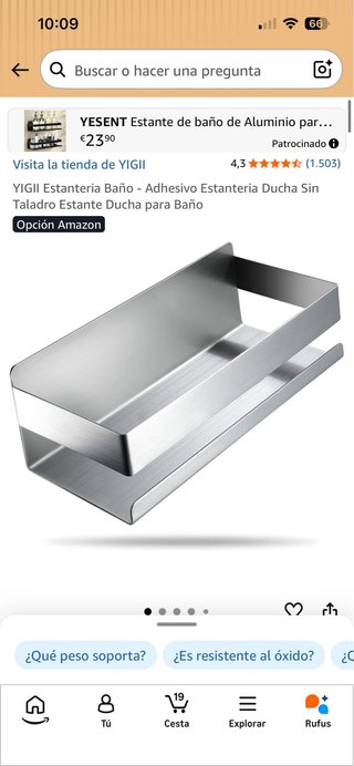 2 Estanterías de Baño YIGII Adhesivas