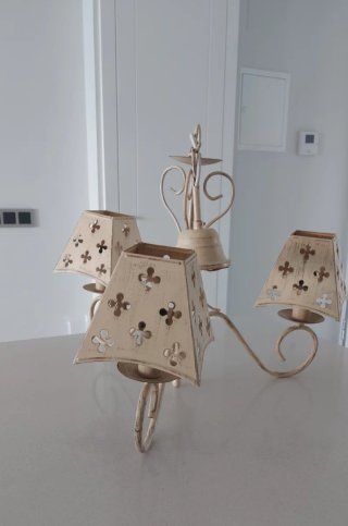 Lámpara de techo 3 brazos metal beige