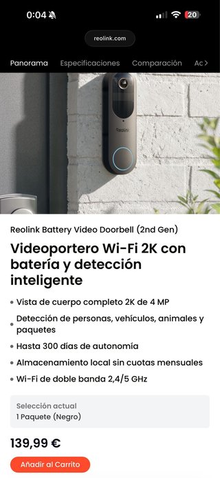 Videoportero Reolink con Cámara