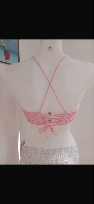 Top rosa crochet