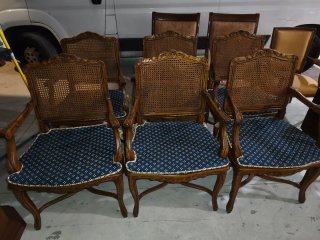 Juego de 6 sillas antiguas estilo Luis XV, madera