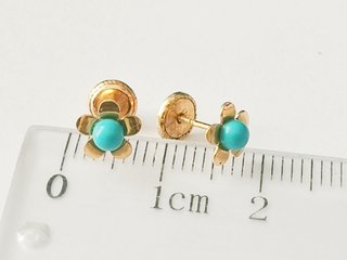 Pendientes Bebé Oro 18k Flor Turquesa Cierre Rosca