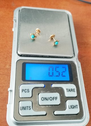 Pendientes Bebé Oro 18k Flor Turquesa Cierre Rosca