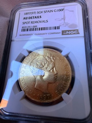 100 pesetas NGC AU details