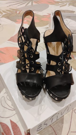 ESTIVI Scarpe Donna Nere Tacco Alto