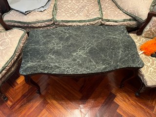 Mesa de centro mármol verde y madera