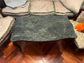 Mesa de centro mármol verde y madera