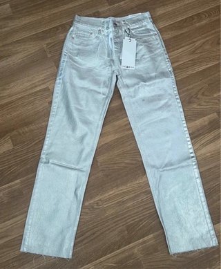 Pantalón Stradivarius plateado recto